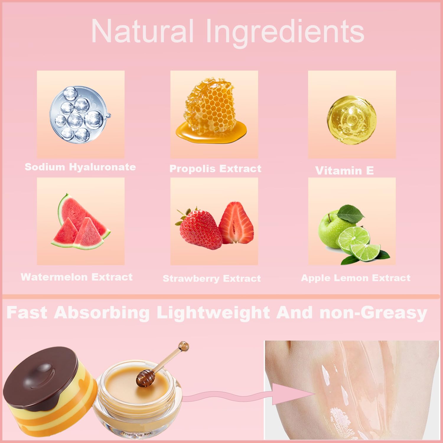Bee Lip Balm Honey Pot, Honey, Strawberry, Watermelon, Apple Lime |Sleeping Lip Mask Overnight with Sticks, Exfoliating Prevention Dry and Crack Lip Scrub